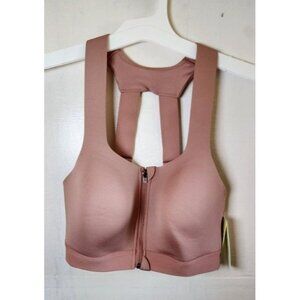 New All in Motion Women's Pink Zip Front High Support Sports Bra Size 34C